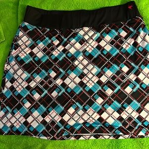 NWOT Plaid Multi Color Skirt by Golf America, With Built in Shorts, Sz XL
